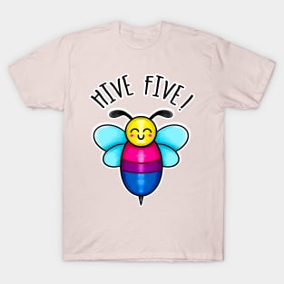 Kawaii Bee Hive Five Bisexual Pride Flag T-Shirt